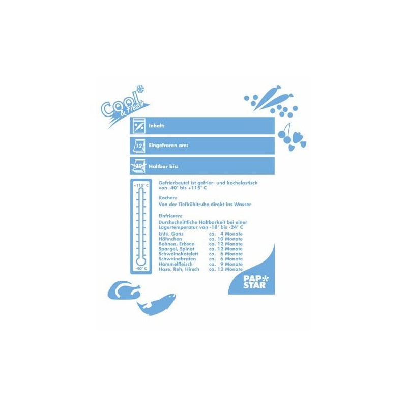 Papstar 14157, 100 Freezer bags, LLDPE 1 liter, 24 x