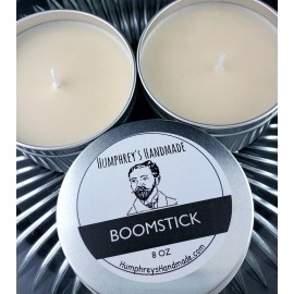 Humphrey's Handmade Masculine BOOMSTICK Scented Candle Soy Wax 8oz USA Bergamot Musk Sage Tonka Bean