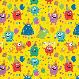 Jillson Roberts Birthday Gift Wrap, Party Monsters, Half Ream 417 feet x 30 inches