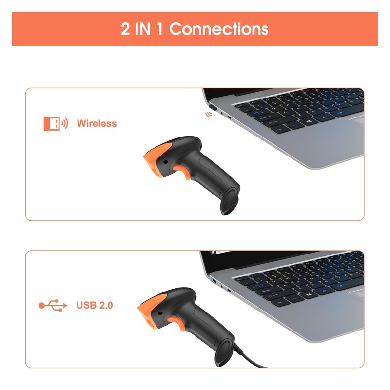 Sumicor QR Code Scanner, Wireless 2D Barcode Scanner Data Matrix