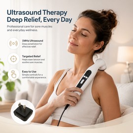 1MHz Ultrasound Body Massager for Targeted Relaxation – Portable Handheld Wellness Tool for Neck, Shoulders, Back, Knees, Wrists & Feet