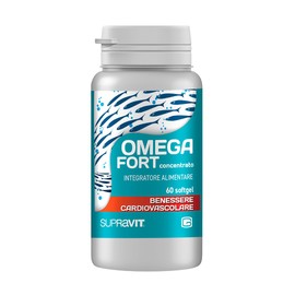 Supravit Omega Fort, Integratore Alimentare a base di olio di pesce dei mari freddi. 60 softgel. Fonte di Omega 3 (DHA e EPA). Benessere cardiovascolare. Integratore per il cuore. Gluten Free