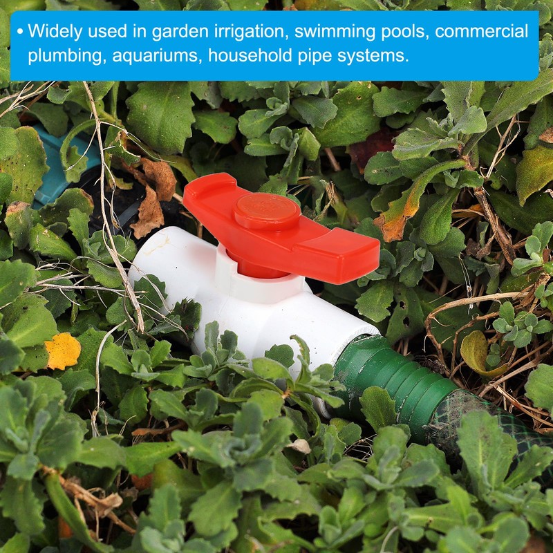 PATIKIL G3/4 Ball Valve 2 Pack PVC Threaded Shutoff Valve