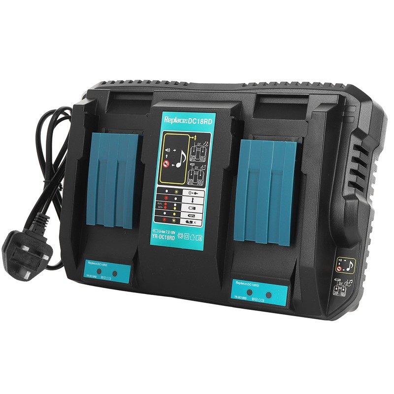 Double Battery Charger with USB Interface DC18RD Fit for Makita