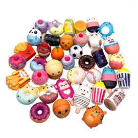 Aqueens - Juego de 30 juegos de squishies de aumento lento kawaii lindo (1 pieza jumbo + 29 piezas de tamaño mediano/mini) pastel aleatorio, pan, panda, bollo, serie de dibujos animados, alivio del