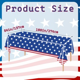 MORAINJAY 3Pcs 4th of July Independence Day Table Cloths,137 * 274cm Independence Day Patriotic Table Covers Stars Plastic Tablecloth Table Decoration for Independence Day Party Supplies
