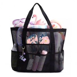 Large 4-Color Mesh Beach Swimming Bag Dry Bag Water Play Bag Pink