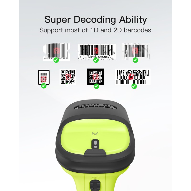 Inateck Barcode Reader, Wireless, Bluetooth, USB, Wireless, Cord, Dimensional, Japanese
