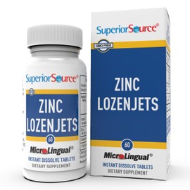 Superior Source Zinc Lozenjets - Immune System Support Supplement - Trace Mineral Supplement Aids Systems & Functions - Zinc Supplement for Women & Men - 60 Instant Dissolve Tablets
