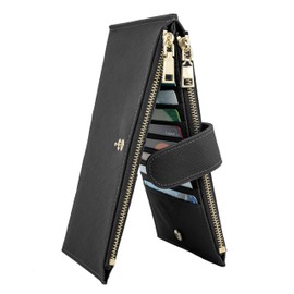 RFID Blocking Wallet for Women | Attractive Design with Genuine Leather, Zipper Pocket, Bifold Feature | Hold and Protect Your Cards Everywhere You Go (Black)