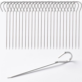 24 pack Flat Stainless Skewers, HONSHEN 4.75 inch Mini Short Barbecue Needle Barbecue Skewers,Baking Rods,Corn on The Grill (4.75 INCH Flat BBQ 24P)