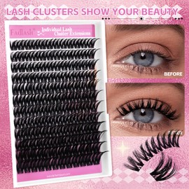 FADLASH Lash Clusters Eyelash Extensions 12-18mm Eyelash Clusters Individual Cluster Lashes D Curl DIY Lash Extension Clusters Volume (L01-Mix12-18)
