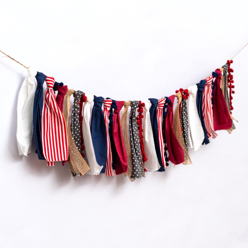 Upfirst 4th of July Patriotic Fabric Garland Banner