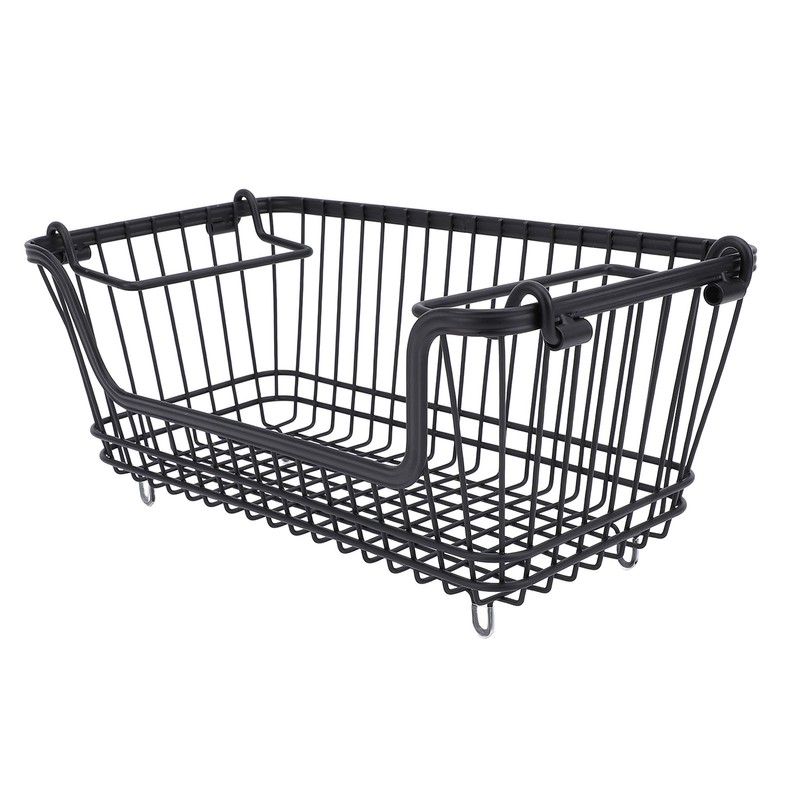 Freezer Basket Stackable Open Front Wire Storage Bin with Foldable