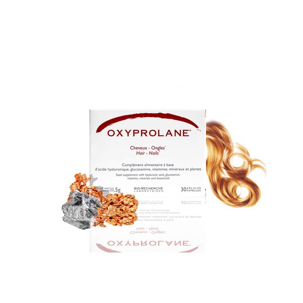 Oxyprolane® Hair & Nail • Double Action Food Supplement • Cure 1 Month / 30 Capsules (1/d) • Made in France by Laboratories BIO-RECHERCHE®