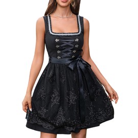 Abaowedding Women's German Oktoberfest Costumes Dress Bavarian Dirndl Dresses for Carnival Black Large