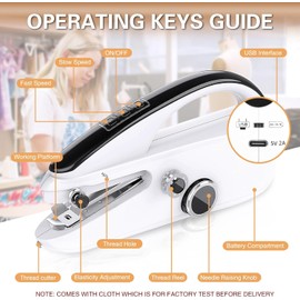 Sewing Machine, Sewing Machine for beginners, Two Modes, Portable Sewing Machine for Various Fabrics, Quick Clothes Repair for Home DIY & Travel.Handheld Sewing Machine for Beginners
