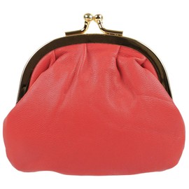 Oakridge Leather Ladies Compact Soft Clasp Coin Purse - Coral