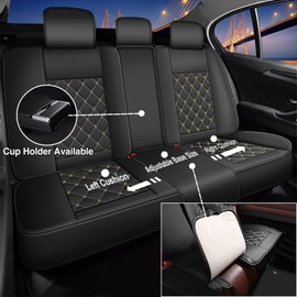 RAWAKORW Full Set Seat Cover Fit for Chevy Colorado 2015-2025 | Faux Leather Seat Covers Waterproof Car Seat Covers Protector | Compatible with Airbag & Easy to Install (5 Seats, Golden Line)