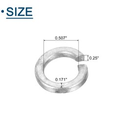 sourcing map 1/2" Split Lock Washer, 50Pcs Carbon Steel Spring Lock Washers Metal Split Ring Washer for Screw Bolts Machinery Gray