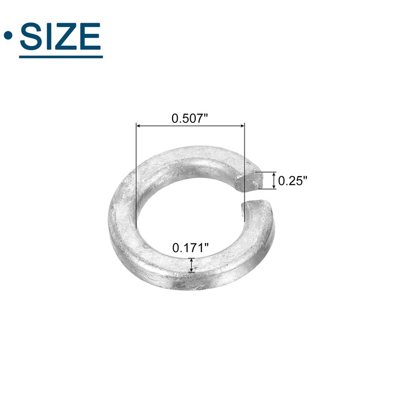 sourcing map 1/2" Split Lock Washer, 50Pcs Carbon Steel Spring