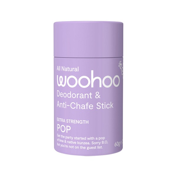 WOOHOO BODY Deodorant & Anti-Chafe Stick Pop Extra Strength 60g