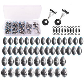 FOLANDO 60pcs Fishing Weights set, egg Fishing Snaps Sea Fishing Weights For Saltwater Freshwater Fishing 5g/6g8g/10g T4104060