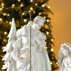 Glitzhome 5Piece White/Gold Resin Nativity Sets, Holy Family Figurines with