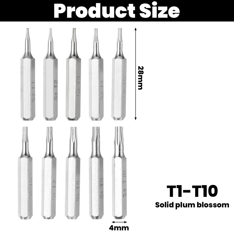 Torx Bit Set, 10 Pieces 4 mm Torx Screwdriver Star