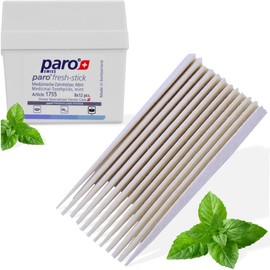 Paro Fresh Sticks - Mint Flavored Wooden Toothpicks, Swiss Lindenwood, Moisturize for Flexibility, Plaque Remover, Sustainable and Refreshing Dental Care, Pack of 96 Sticks