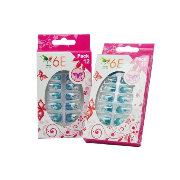6E Acrylic Nails Set Blue Stars Set of 12
