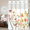 SSCRCUSLY No Hook Floral Shower Curtain with Snap in Liner