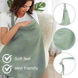 SULIUDAJI Nursing Cloth Muslin Nursing Scarf for On the Go Private Nursing Cover for Baby Soft Nursing Apron Made of Cotton Nursing Apron Outdoor Nursing Cover Pea Green 100 x 65 cm
