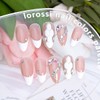 French Tip Press on Nails Medium Almond Fake Nails 3D
