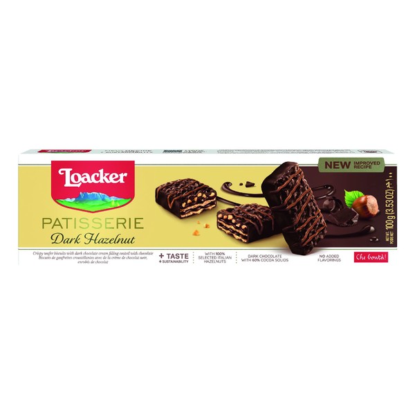 Loacker Dark Chocolate Hazelnut Biscuits, Box of Chocolate Biscuits, Classic Italian Biscuit, Chocolate Gift, All Natural Ingredients, 100 g