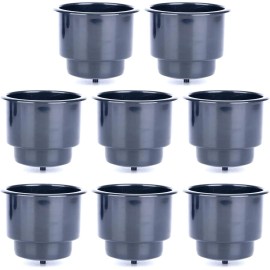 Amarine Made 8 Pack Recessed Plastic Cup Drink Can Holder with Drain for Boat Truck Car Black