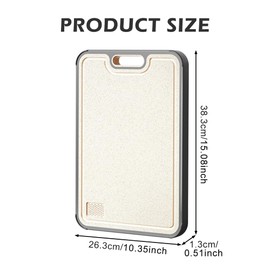 Dual-Sided 15x11inch Non-Slip Chopping Board - Food-Grade Stainless Steel Wheat Straw, Easy to Clean, Ergonomic Handle for Kitchen Meat/Fruit/Vegetable Cutting(Color:Gray)