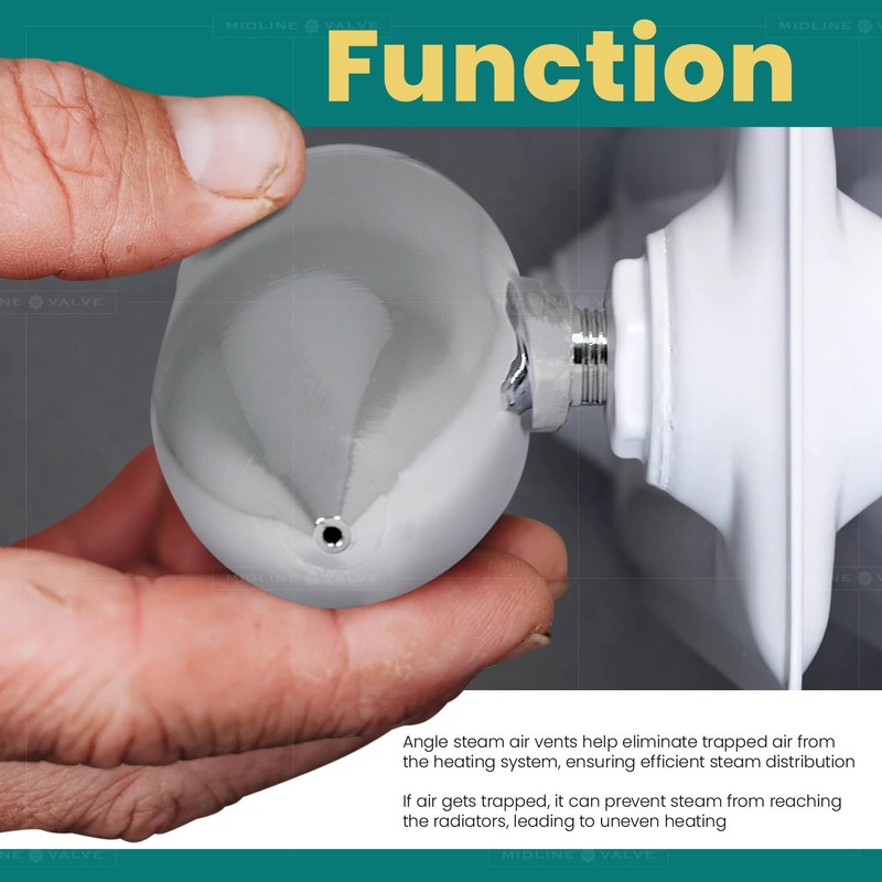 Radiator Air Valve 1/8" Angle Steam Air Vent #H40, Chrome