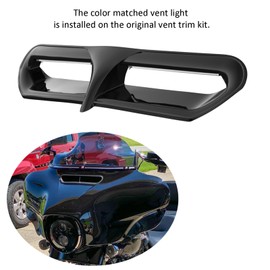 Motorcycle Batwing Fairing Vent with LED Light Accent Accessories for 2014+ Harley Touring Street/Electra Glide, Ultra & Tri-Glide - Vivid Black