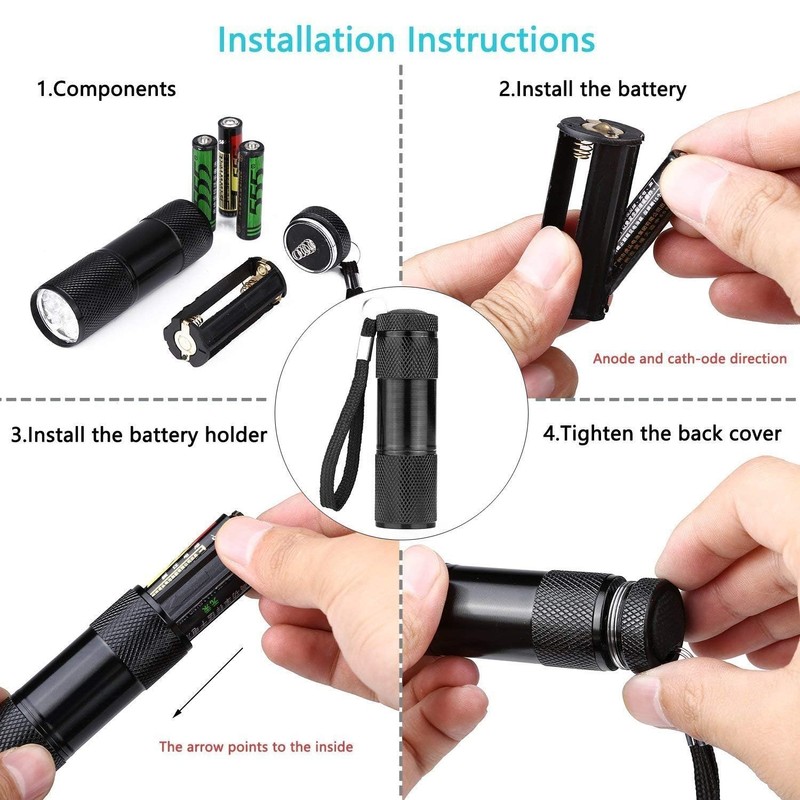 CFIKTE UV LED Flashlight Black Light UV Lights 9 LED