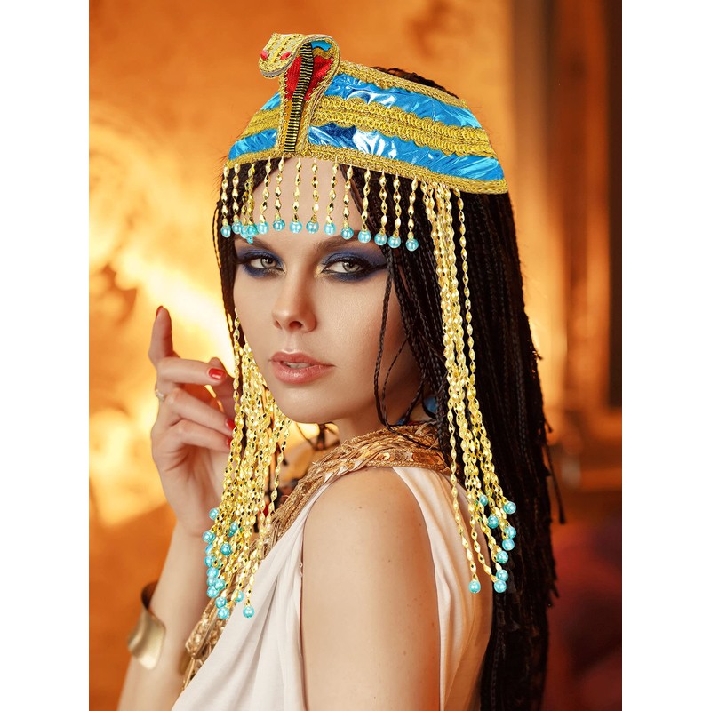 Diadema Egipcia para Mujer Tocado con Cuentas de Serpiente Accesorio