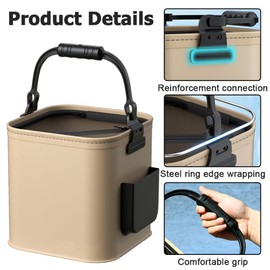 DONGKER Foldable Fishing Bucket, 8L/13L Portable EVA Fish Bucket, Fish Protection Bucket, Multifunctional Container for Boat Fishing & Spin Fishing