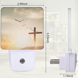 ZTHLL Cross Christian Sunrise Night Light, Crucifixion Night Light Plug into Wall with Dusk to Dawn Sensor, LED Lamp Energy Saving Lights for Men Women Boys Girls,Lamp for Bedroom Bathroom Hallway
