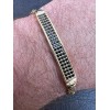 Italiano Silver, Inc. Men Presidential ID Bracelet 14k Gold Plated Silver Iced Black CZ Hip Hop