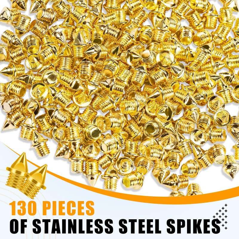 130 Pack 3/16 Inch Stainless Steel Pyramid Track Spikes with