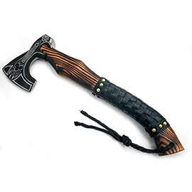 Medieval Warrior Fully Functional Battle Ready Custom Handmade High Carbon Steel 18" Tomahawk Viking Axe Gorgeous Solid Sheesham Wood Handle Comes with Leather Carrying Case. (Viking)