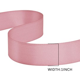 GTYBOVA Satin Ribbon 25 mm x 45 m Dusty Pink Ribbon Decorative Ribbon Ribbons for Crafts Fabric Ribbons for Wedding Christening and Birthday Gift