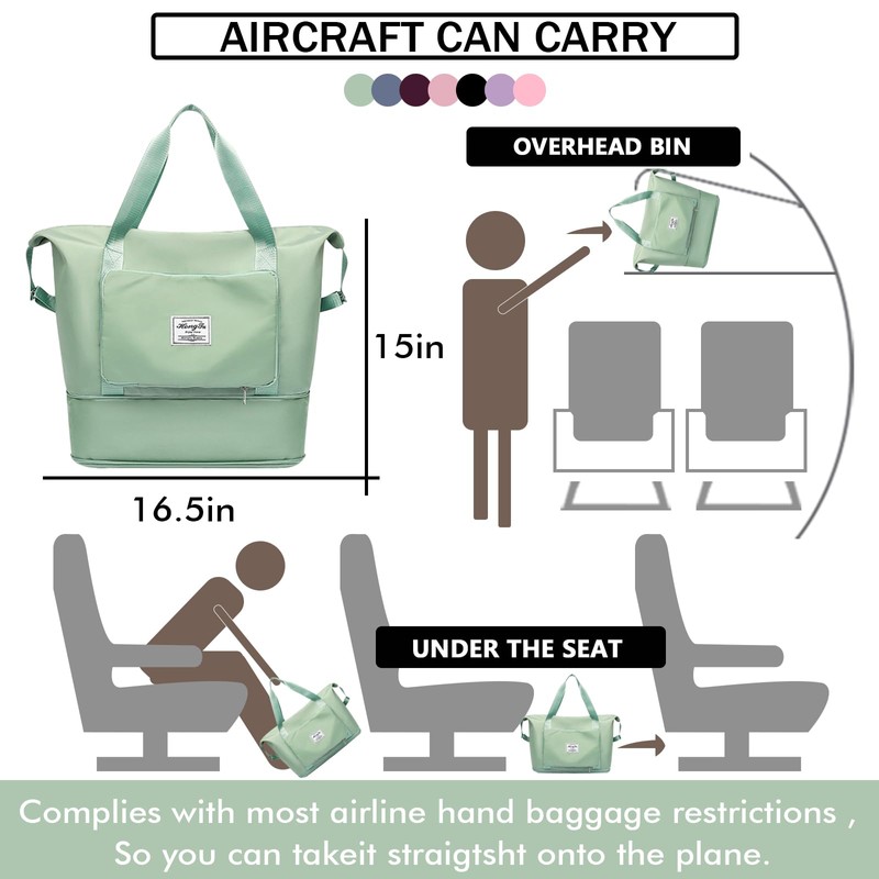 INVODA Travel Bag for Women Expandable Weekender Overnight Bag Carry