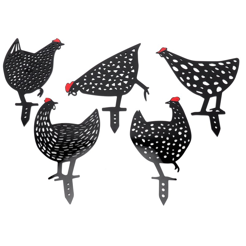 5Pcs Chicken Stakes Set Acrylic Animal Shape Statues Decoration for