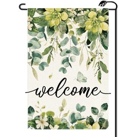 Spring Eucalyptus Flowers Garden Flag 12x18 Inch Vertical Seasonal Summer Welcome Double Sided Small Flags Farmhouse Outside Decoration For Yard (ONLY FLAG) CJ49
